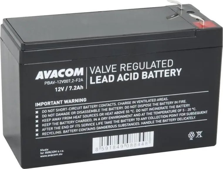 Оловна батерија AVACOM PBAV-12V007.2-F2A, 12V, 7.2Ah, црна