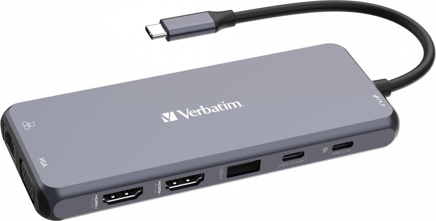 Hub USB C Verbatim CMH-14, 14 porta, 4K, gri
