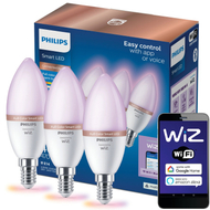 Set llamba LED Philips WiZ E14 C37, 4.9W 40W, RGB Smart WiFi, shumëngjyrëshe