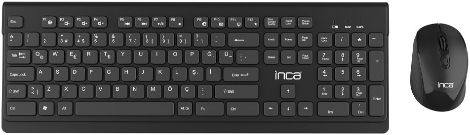 Set tastierë dhe mi Inca IWS-519, RF wireless, QWERTY turke, i zi