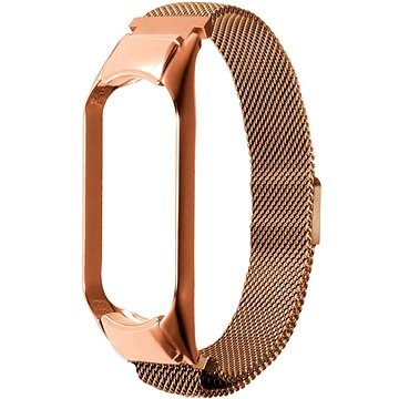 Rrip dore Eternico Elegance Milanese për Xiaomi Smart Band 5 6 7, çelik inox, mbyllje magnetike, rozë gold