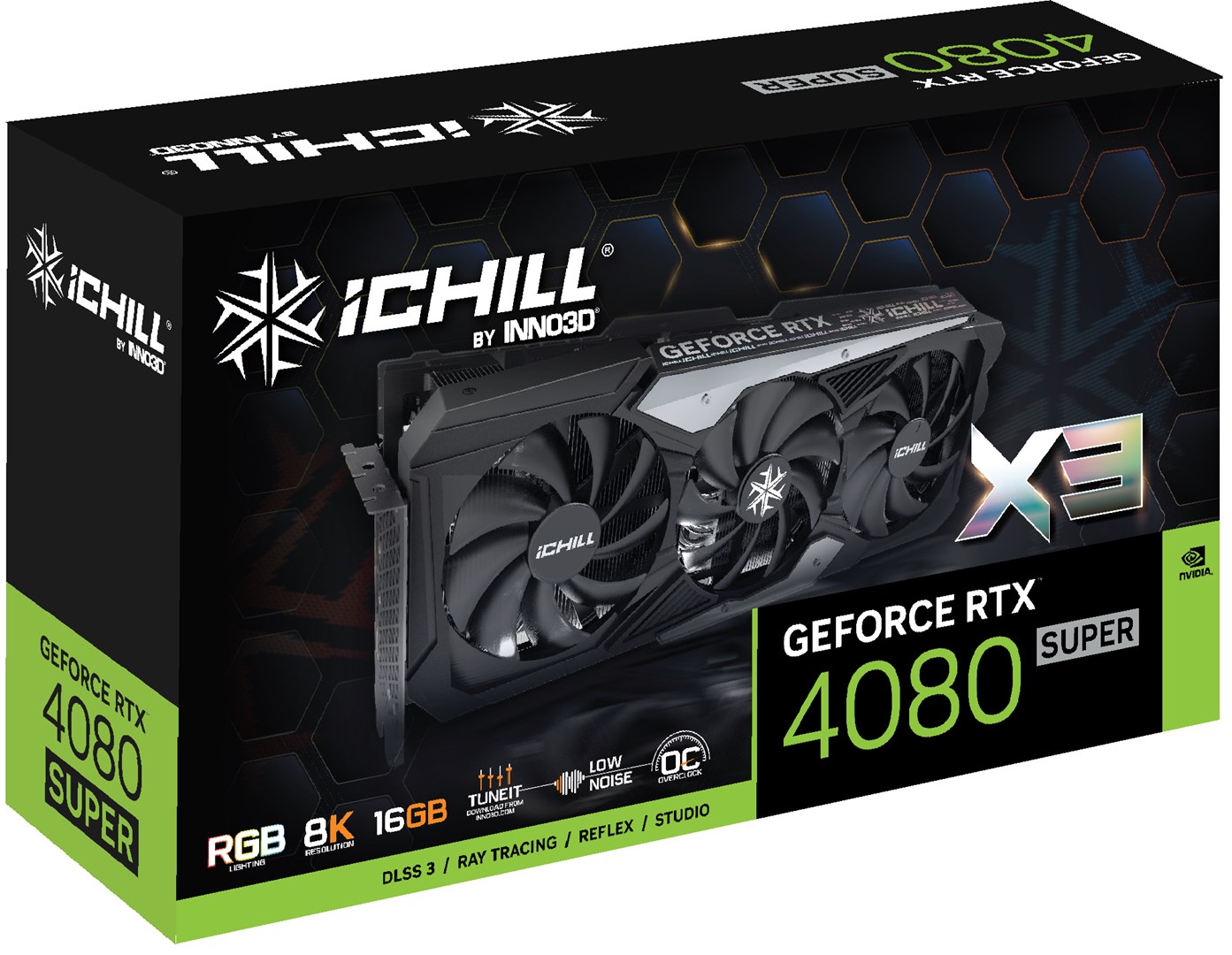 Kartelë grafike Inno3D GeForce RTX 4080 SUPER iCHILL X3, 16GB GDDR6X, e zezë