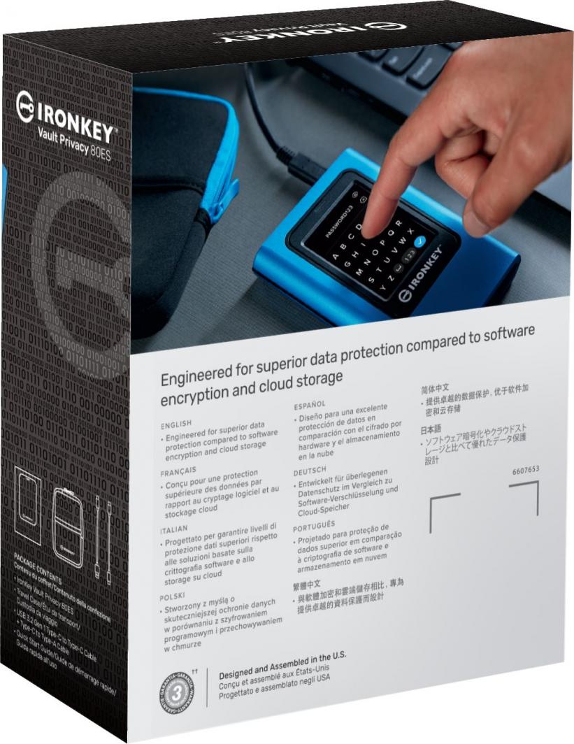 Disk i jashtëm SSD Kingston IronKey Vault Privacy 80 (IKVP80ES/960G), 960GB 