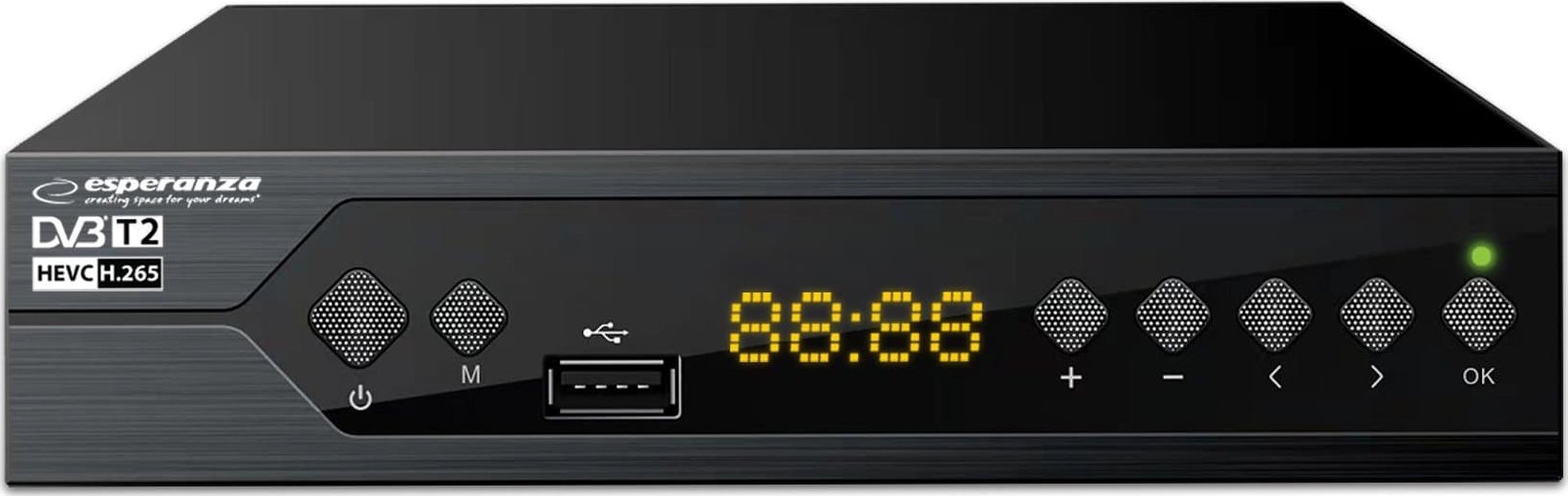 Dekoder DVB T2 tokësor Full HD, HDMI, SCART, i zi