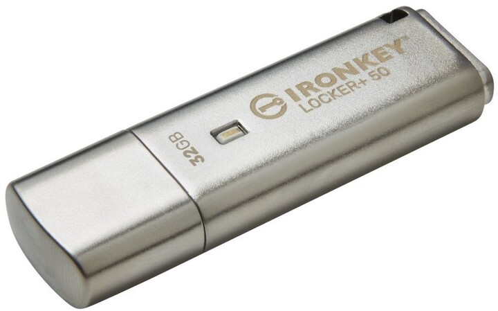 USB Kingston IronKey Locker+ 50, 64GB, i argjendtë