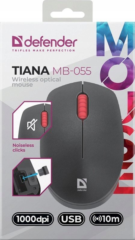 Miush wireless Tiana MB-055, 1000 dpi, klikim i heshtur, i zi
