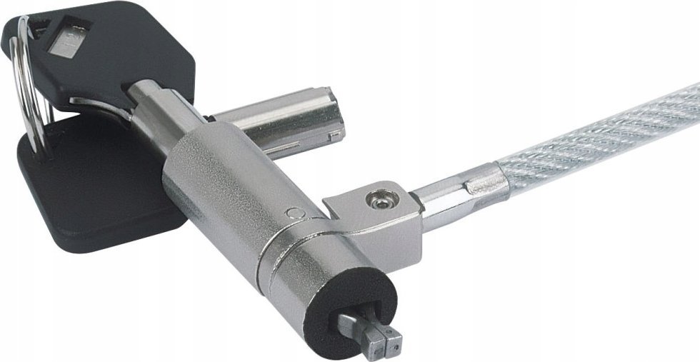 Kabllo sigurie për notebook Techly Wedge Lock, 1.8m, me çelës, argjendtë