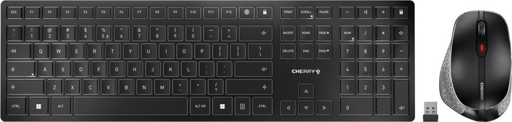 Set tastierë dhe mi Cherry DW 9500 SLIM, RF Wireless dhe Bluetooth, layout QWERTY anglisht, zi gri