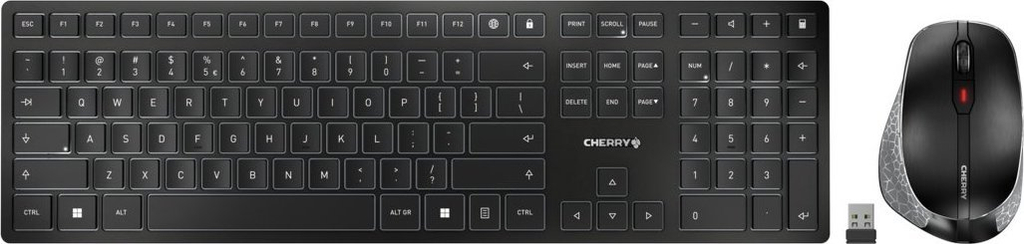 Set tastierë dhe mi Cherry DW 9500 SLIM, RF Wireless dhe Bluetooth, layout QWERTY anglisht, zi gri