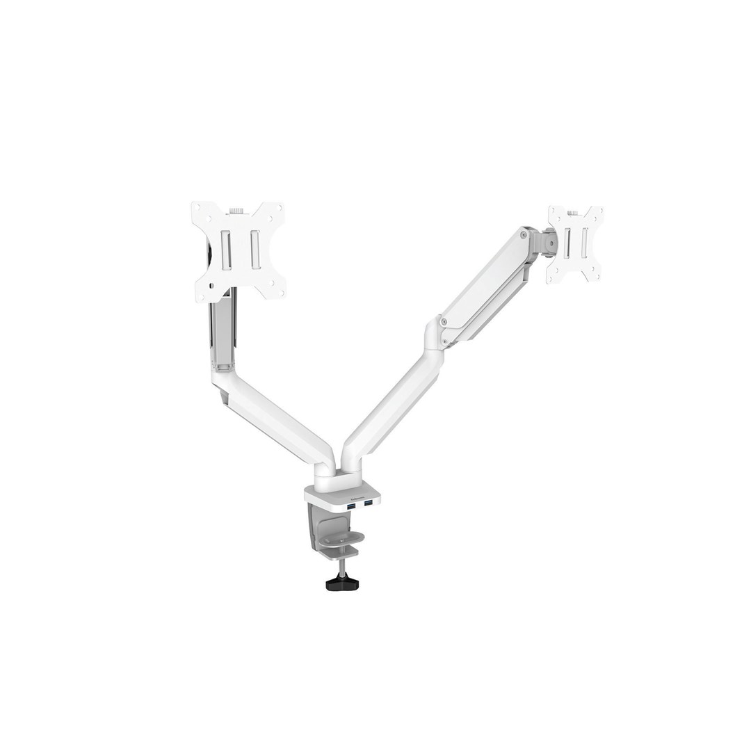 Mbajtës për dy monitorë Fellowes Platinum Series, 40", VESA, me porta USB, i bardhë
