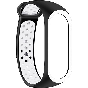 Byzylyk zëvendësues Eternico Sporty për Xiaomi Mi Band 5 6 7, silikon, i zi dhe i bardhë