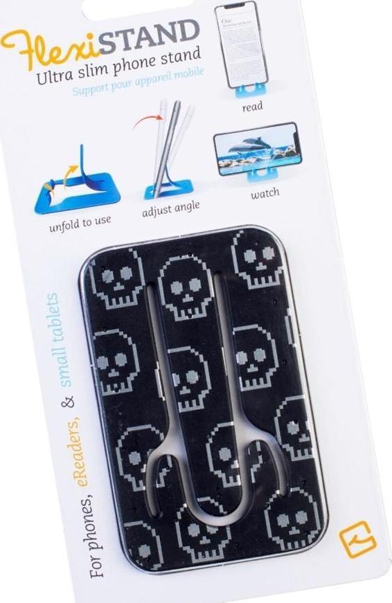 Држач за телефон Thinking Gifts Flexistand, за паметен телефон и мал таблет, дизајн Черепи