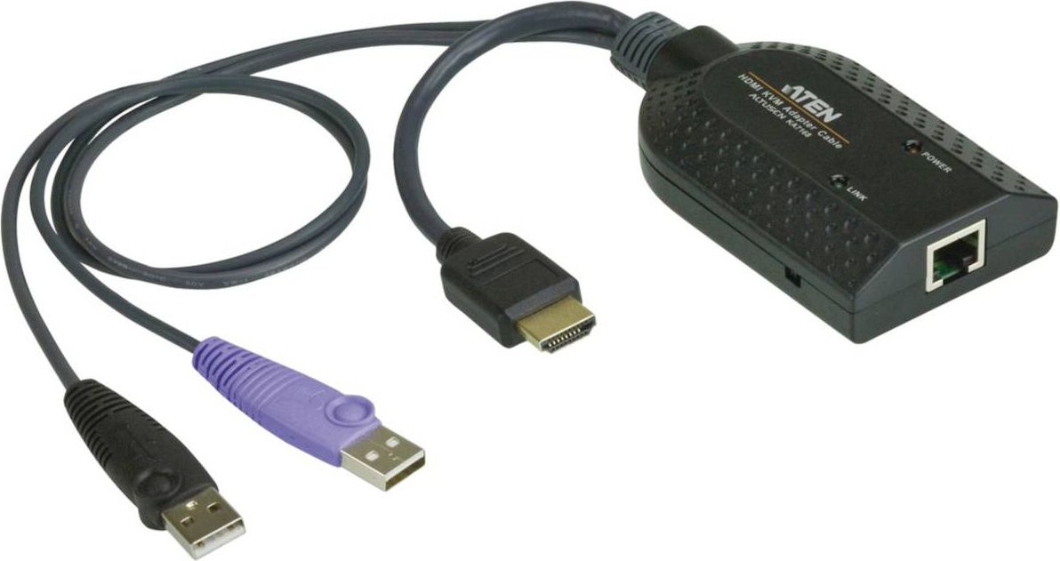Kabllo KVM Aten 62637Q, HDMI USB në RJ45, e zezë