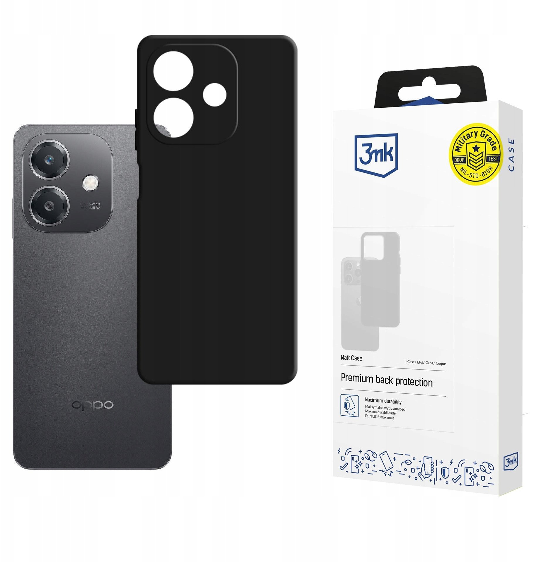 Futrollë për telefon Oppo A40 A40M A3 4G 3mk Matt Case, TPU, mat, e zezë