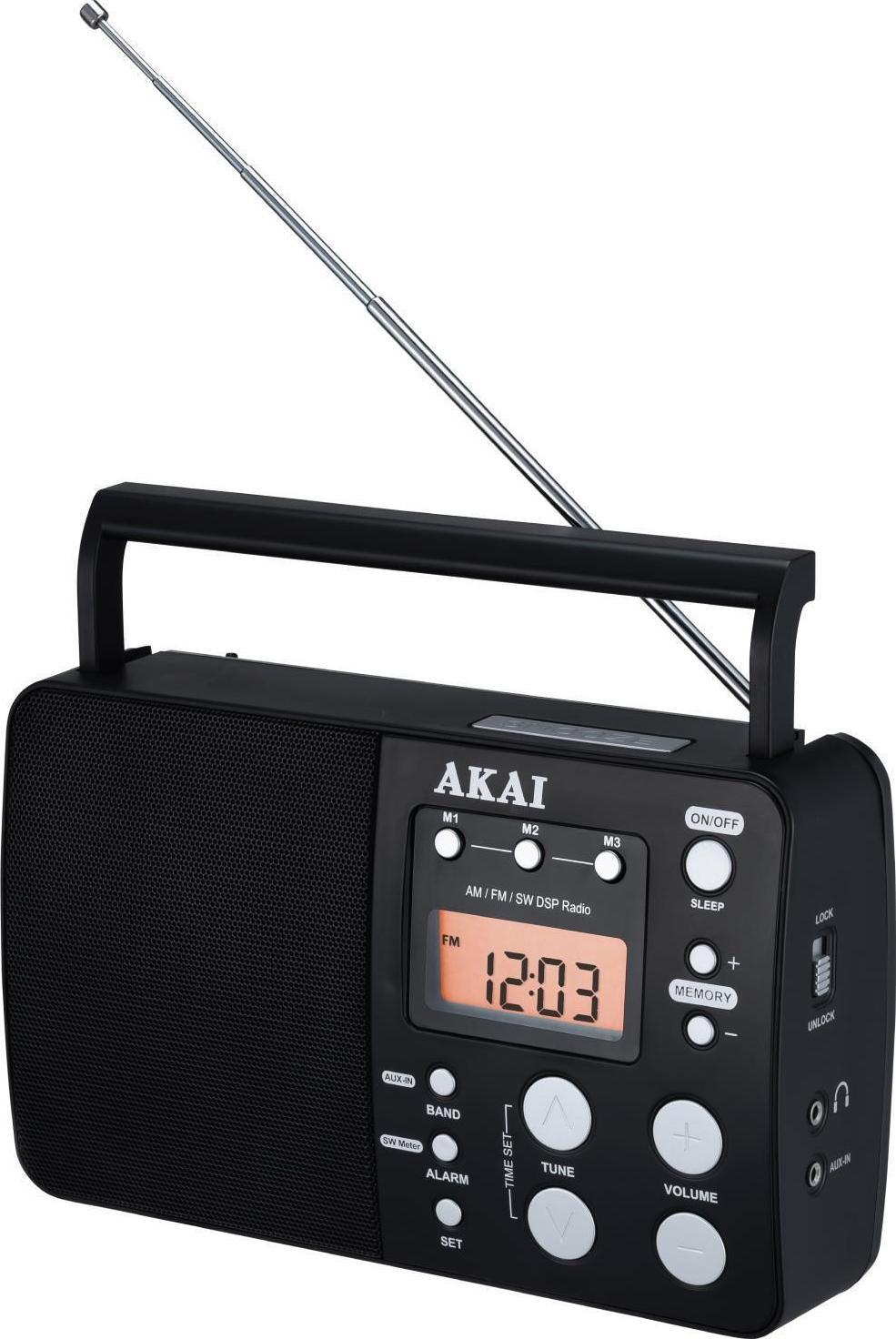 Radio portative Akai APR-200, AUX, stil retro, kafe