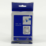 Shirit për etiketa PT-S141, për printerë Brother, 18mm, 8m, i zi/transparent