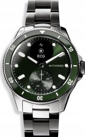 Ora inteligjente hibride Withings ScanWatch Nova, 42mm, monitorim temperature, e gjelbër