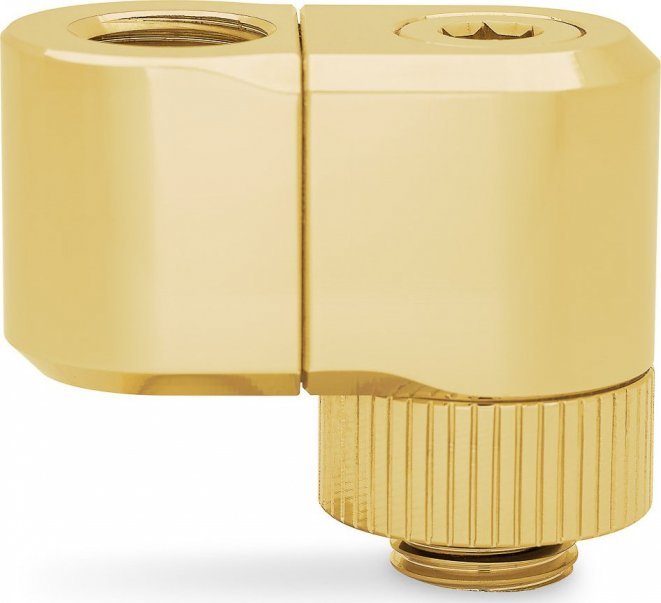 Përshtatës ftohjeje PC EK Water Blocks EK-Quantum Torque Double Rotary Offset 21, bronz me nikel, ngjyrë ari