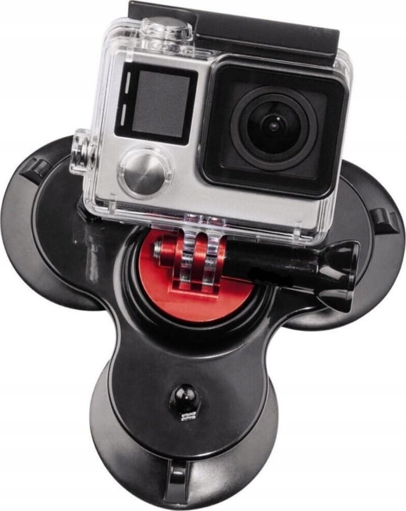 Цврст држач за стакло SJCAM Strong со три чашки за вшмукување, за камера за акција, црн