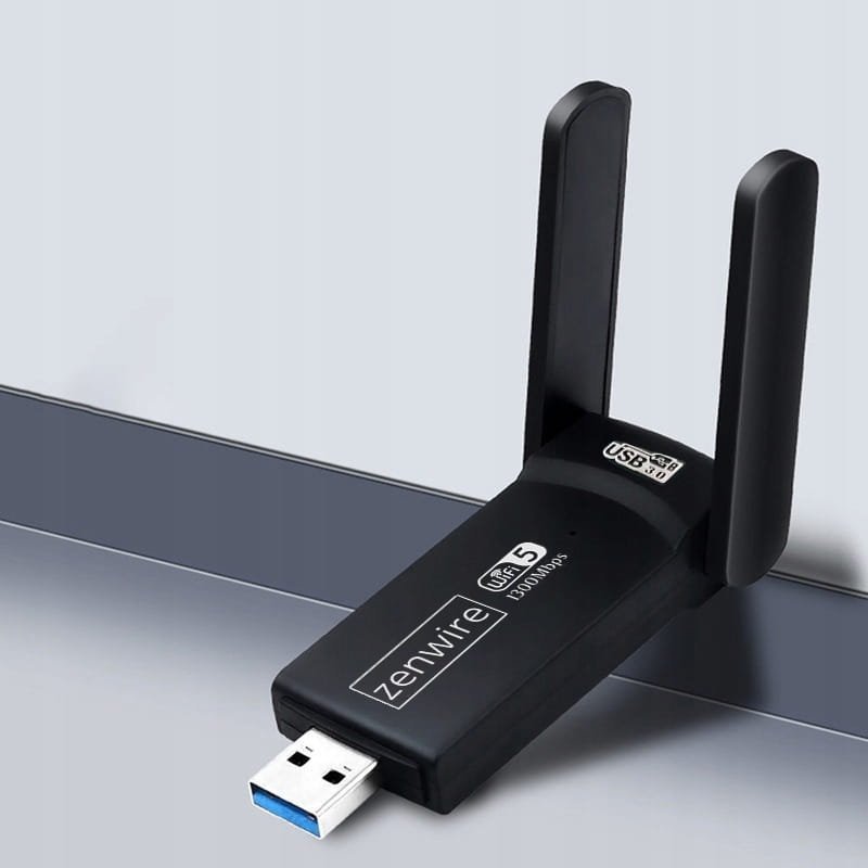 WiFi адаптер Zenwire WD-4605AC, USB 3.0, 1300 Mbps, со надворешни антени