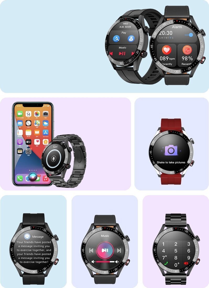 Smartwatch Mski Gravity GT4 5, ekran 1.39", Bluetooth thirrje, argjendtë me rrip të zi