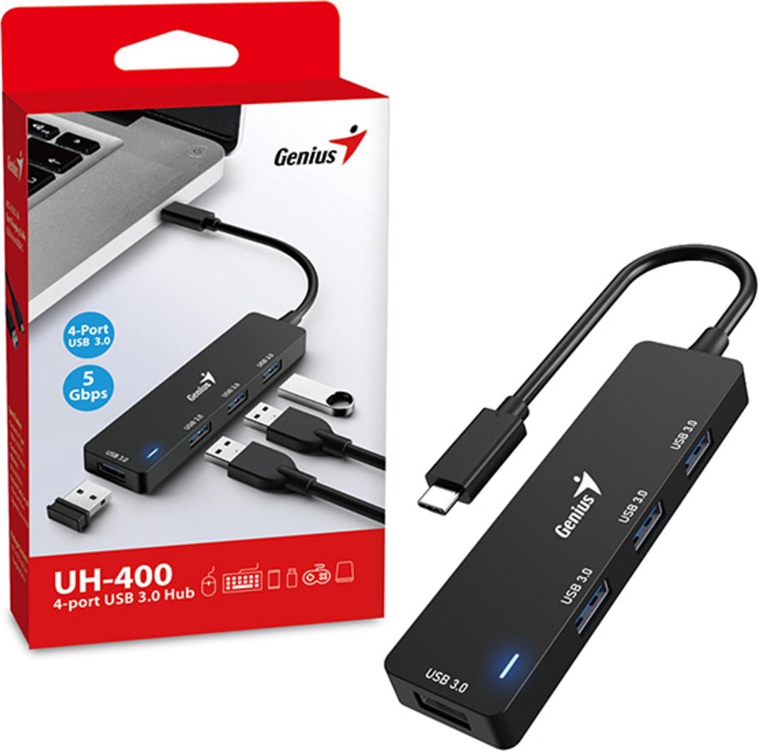 Genius USB конвертор, USB 3.0, UH-400, црна