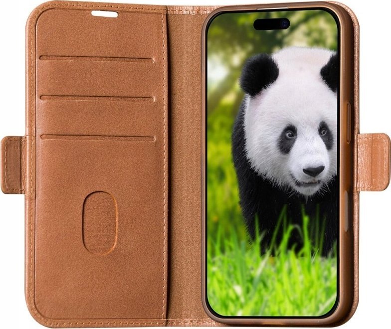 Mbulesë telefoni Dbramante1928 Copenhagen për iPhone 16 Pro Max, lëkurë natyrale, portofol RFID, ngjyrë tan