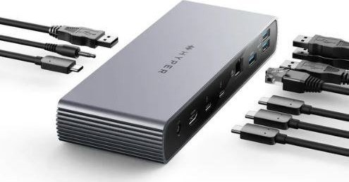 Dock Thunderbolt 4 HyperDrive HDTB4D EU, 96W, 2.5Gb Ethernet, gri