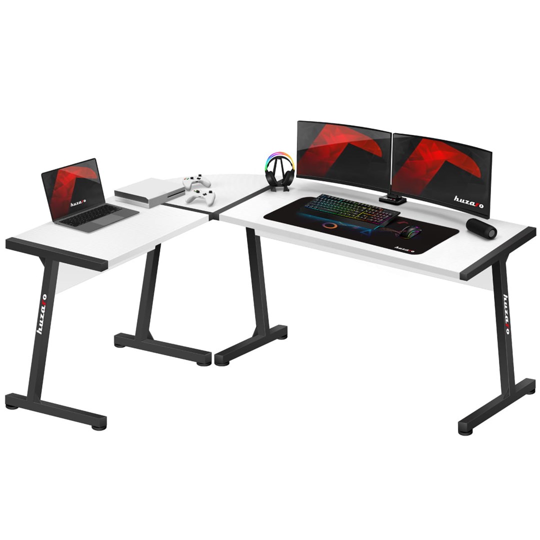 Tavolinë gaming këndore Huzaro Hero 6.0, 147x112 cm, 15mm, e bardhë