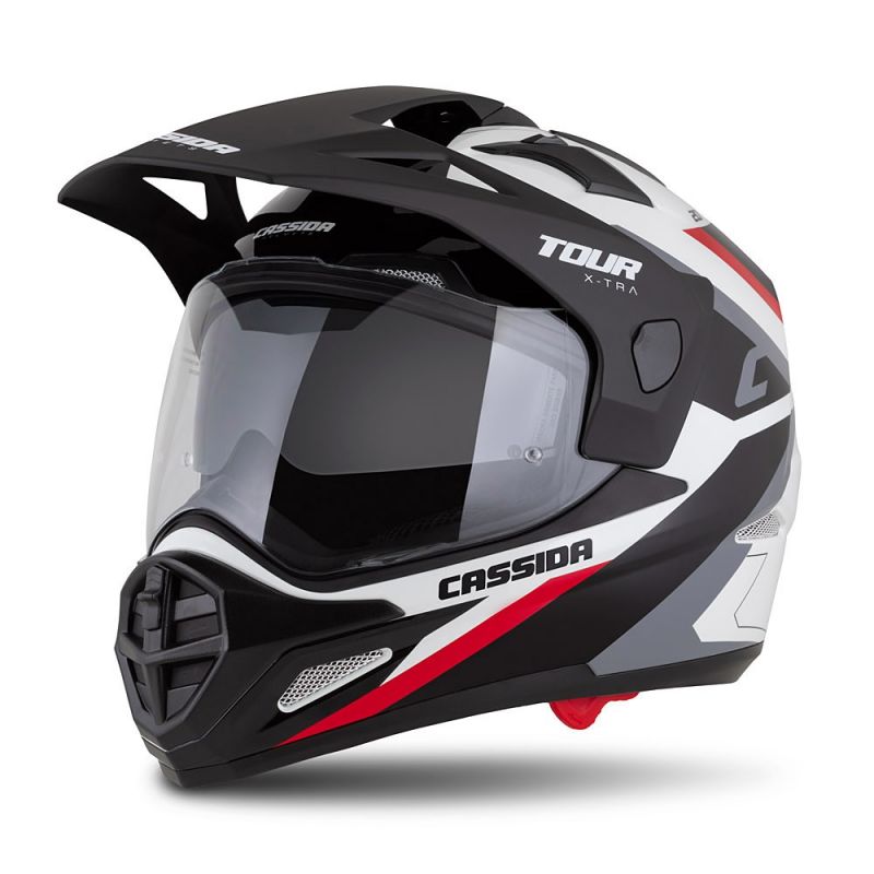Мото шлем CASSIDA Tour 2.0 X-tra, големина M, мат бело-црвено-црна