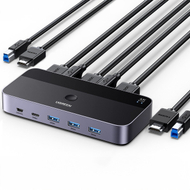 Прекинувач KVM Ugreen CM664, 2 PC на 1 монитор, 4 порти USB 3.0, 4K 60Hz