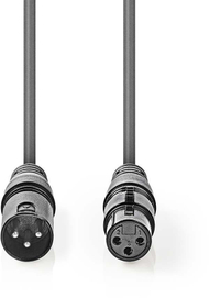 Kabllo audio XLR Nedis OnStage, 5 m, 3 pin mashkull në femër, gri
