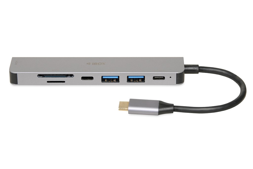 USB Hub IBOX IUH3SL4K, HDMI, USB-C, i hirtë