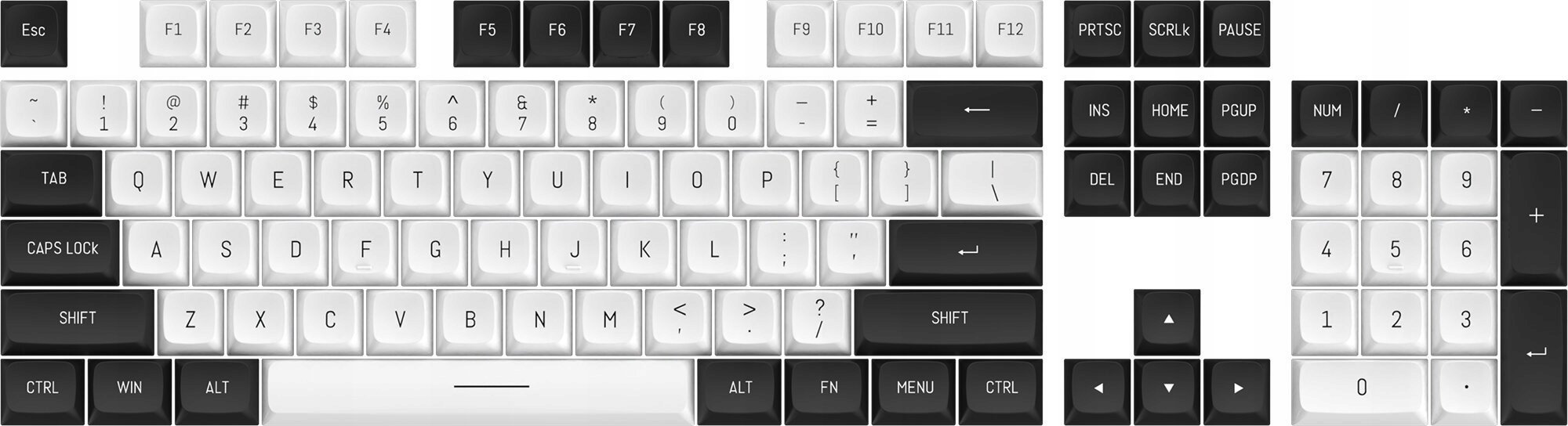 Кејкапс Redragon A132 PBT Doubleshot, сет 150 парчиња, US ANSI, бело и црно