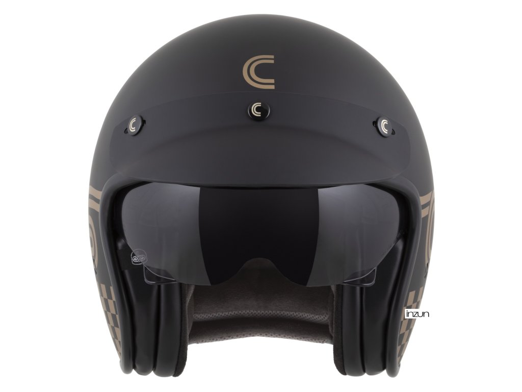 Helmë moto CASSIDA Oxygen 2.0 Rondo, e hapur, diellzë e integruar, e zezë matt ari