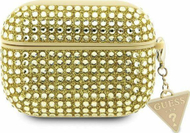 Mbështjellës Guess Original Case, për AirPods Pro 2, hardcase Rhinestone Triangle, ngjyrë ari