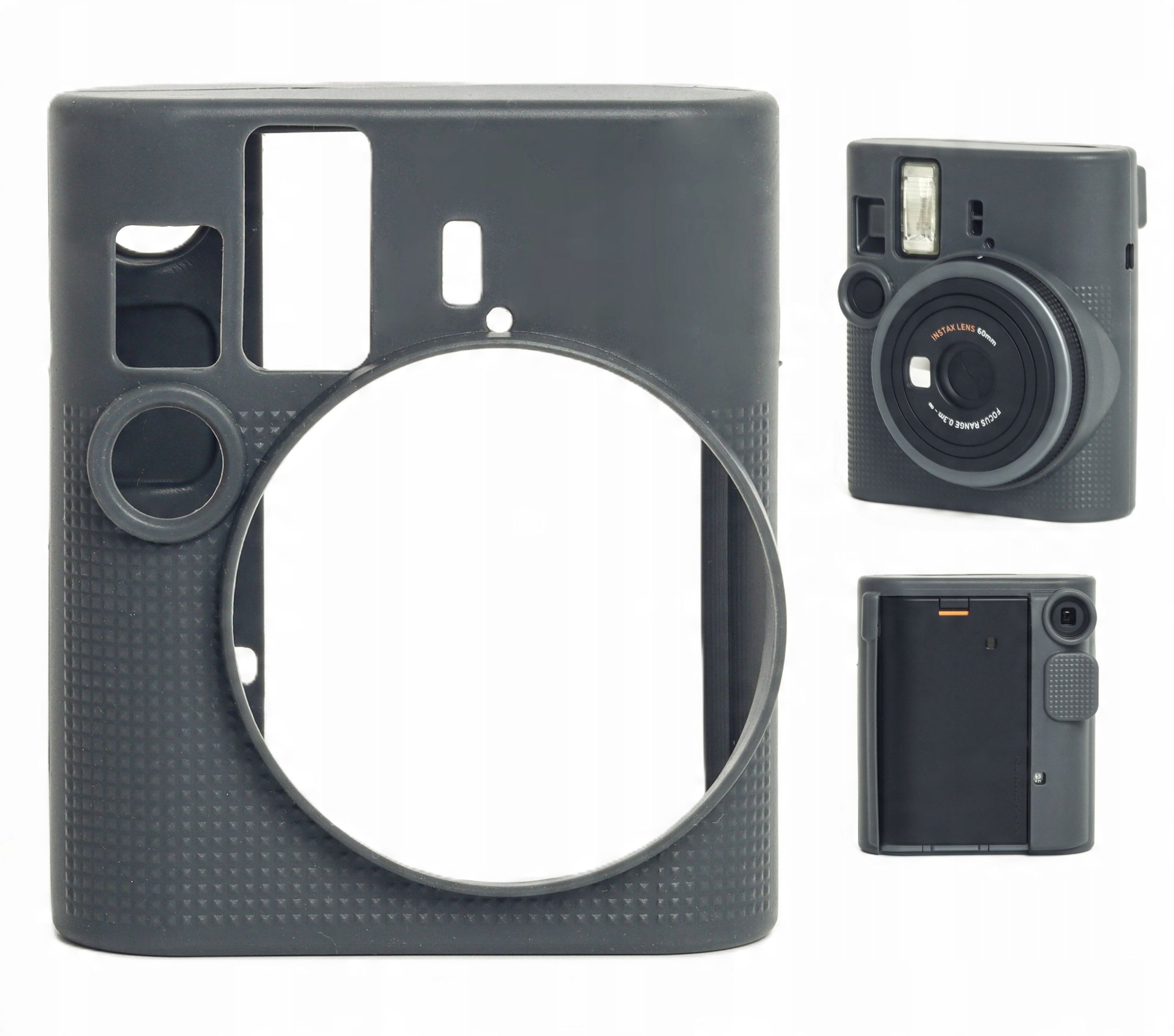 Mbështjellëse silikoni LoveInstant për FUJIFILM Instax Mini 41, me kapak, gri