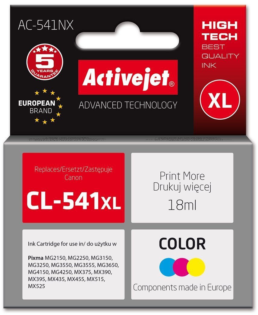 Kartushë boje Activejet AC-541NX, zëvendësim për Canon CL-541XL, 18ml, shumëngjyrëshe