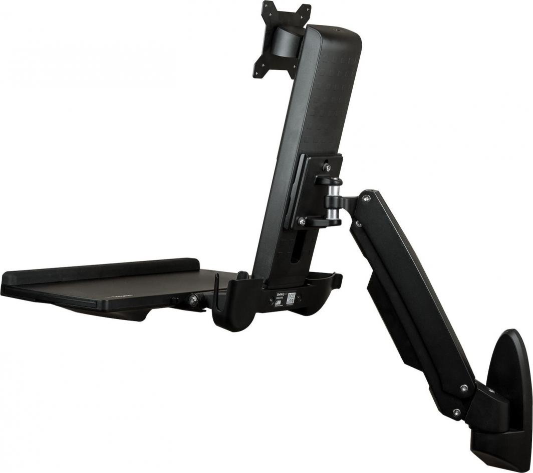 Tavolinë pune murale StarTech.com Wall Mount Workstation, krah artikulues monitori 34", tabaka tastiere dhe mausi, e zezë