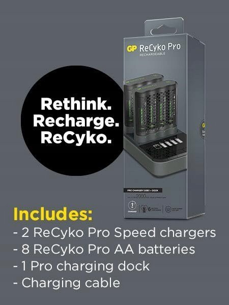 Karikues baterish GP ReCyko+ M461, USB, LCD, i zi