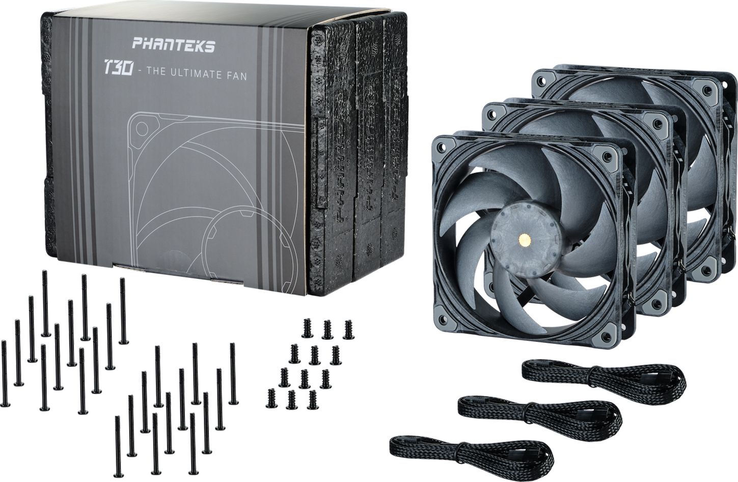 Ventilator PC Phanteks T30 PWM, 120mm, set 3 copë, i zi