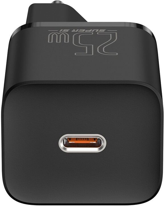 Karikues Baseus Super Si Quick 1C, USB-C, 25W, i zi + kabllo USB-C - USB-C, 3A, 1M, e zezë