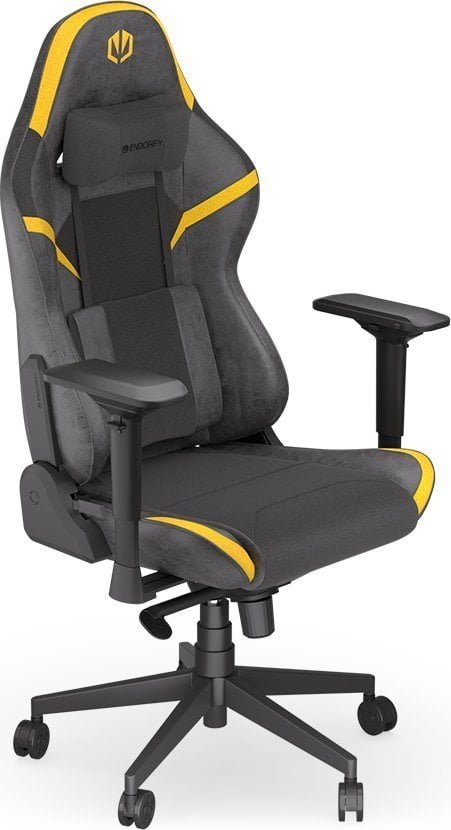 Set karrige gaming Endorfy Scrim YL me mbrojtëse dyshemeje FP120R, ergonomike, e verdhë