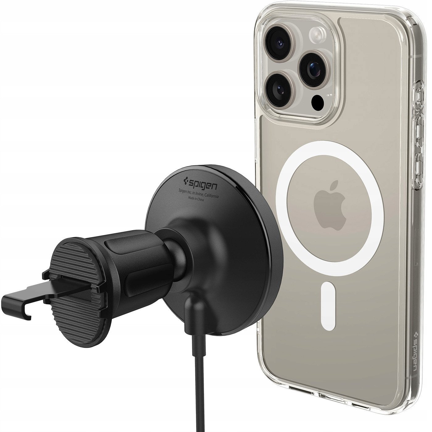 Mbajtëse veture me karikues wireless Spigen OneTap Pro 4 MagSafe, për grilë ajri, i zi