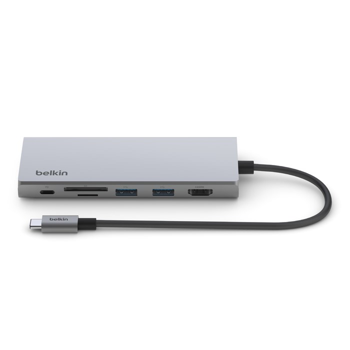 USB Hub USB-C Belkin 7-në-1, 4K 60Hz, 100W, i hirtë