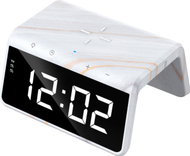 Безжичен полнач Havit W320, 15W, со часовник и RGB, мермерен дизајн