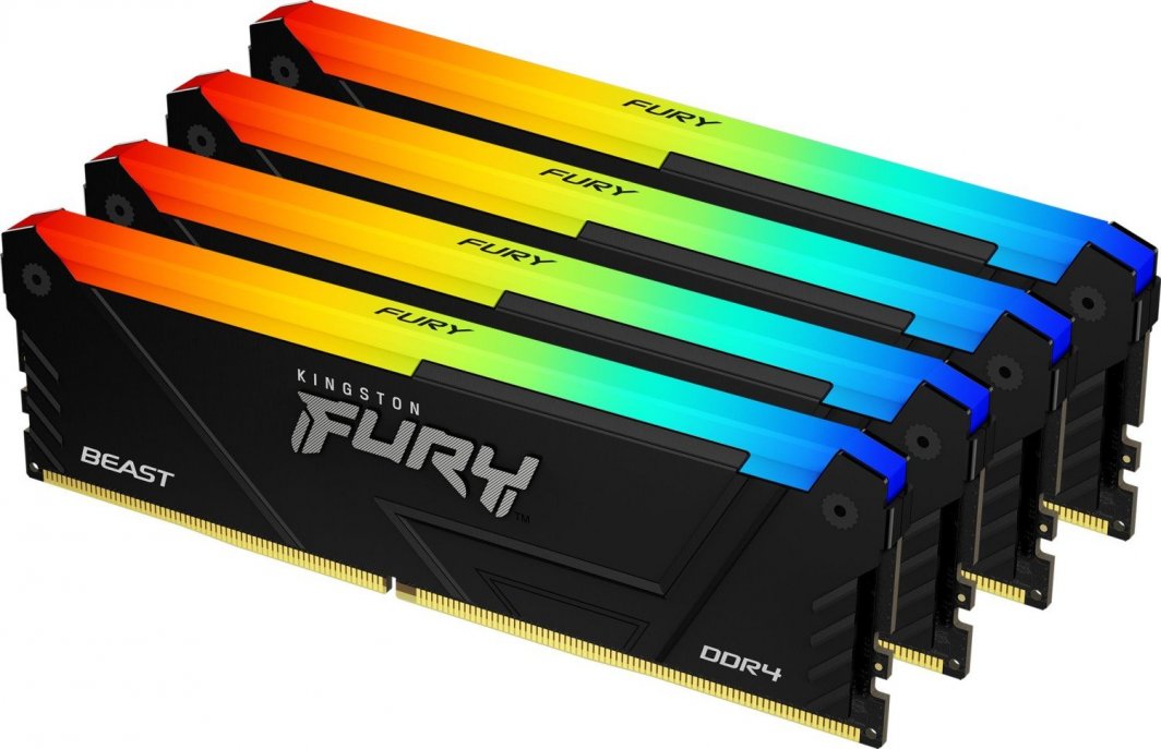 Memorie Kingston Fury Beast RGB, DDR4, 32 GB, 3200 MHz, CL16, KF432C16BB2AK4/32