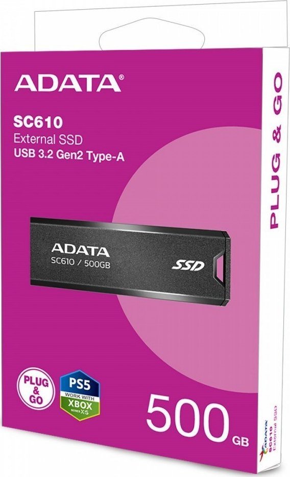 SSD i jashtëm ADATA SC610, 500GB, USB 3.2 Gen2, i zi e kuqe