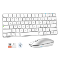 Tastierë Wireless Dual-Mode Meetion C210 (2.4GHz + Bluetooth) për Mac & Windows , White