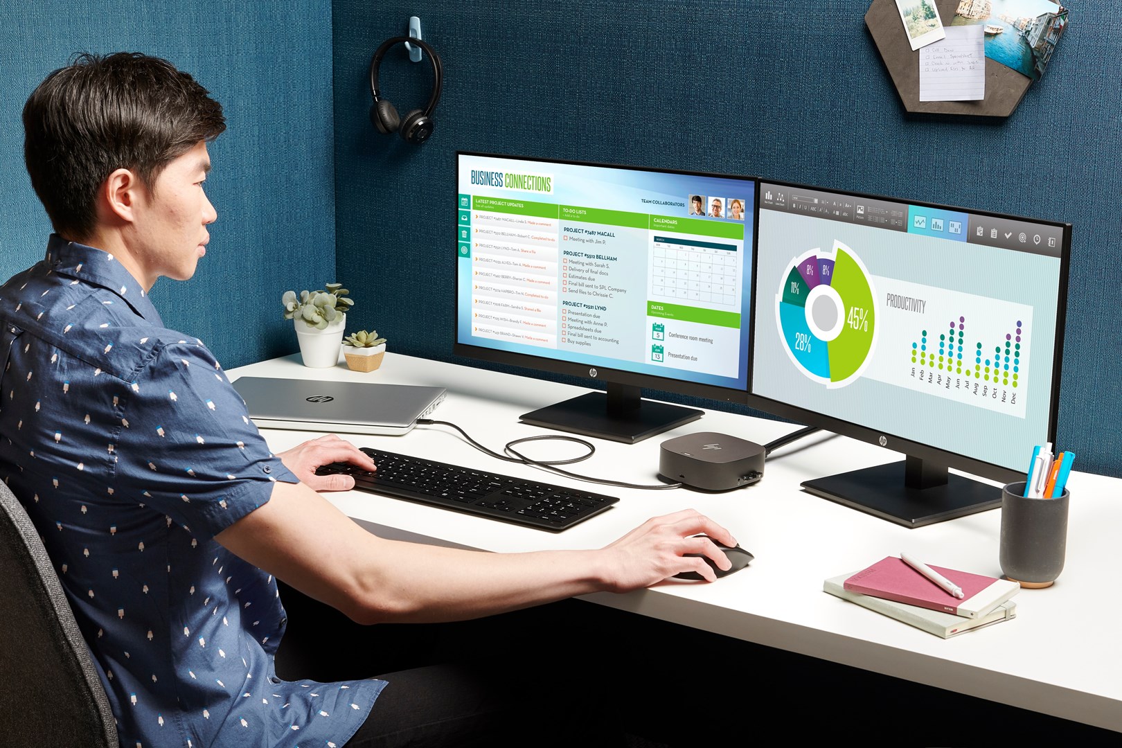 Stacion dokimi USB-C HP G5 Essential, 65W, 4 USB-A, i zi